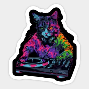 Cat DJ Vibe Sticker